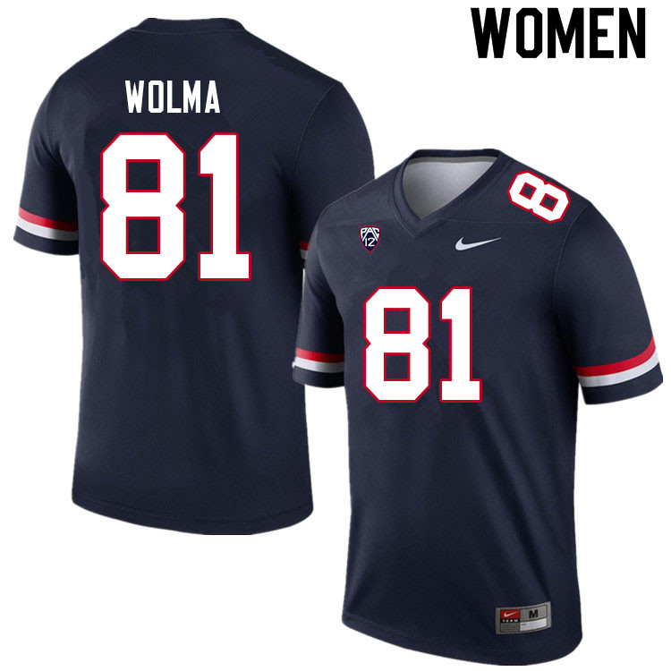 Women #81 Bryce Wolma Arizona Wildcats College Football Jerseys Sale-Navy - Click Image to Close